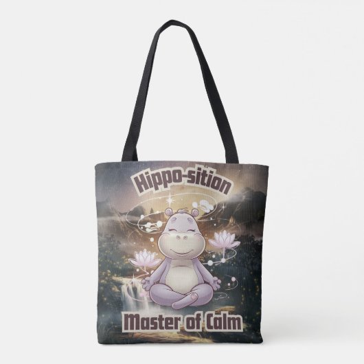 Hippo-position - Master of Calm Zen Design Tote Bag (Achterkant)