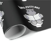 Hippo potty-mus Funny Animal Hippo Pun Dark BG Cadeaupapier (Rol Hoek)