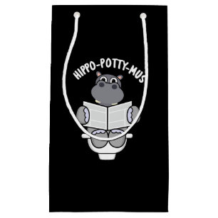 Hippo potty-mus Funny Animal Hippo Pun Dark BG Klein Cadeauzakje