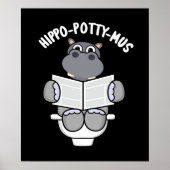 Hippo potty-mus Funny Animal Hippo Pun Dark BG Poster (Voorkant)