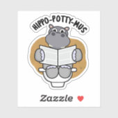 Hippo-potty-mus Funny Animal Hippo Pun Sticker (Vel)