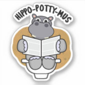 Hippo-potty-mus Funny Animal Hippo Pun Sticker (Voorkant)
