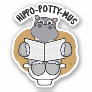 Hippo-potty-mus Funny Animal Hippo Pun Sticker