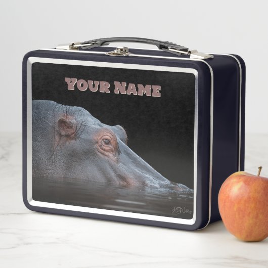 Hippo Power Lunch Box – Custom Name Gift (In situ)