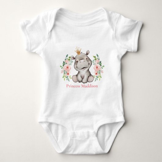 Hippo Princess Baby Bodysuit (Voorkant)