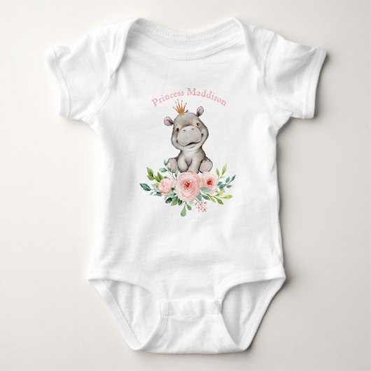 Hippo Princess Baby Bodysuit (Voorkant)