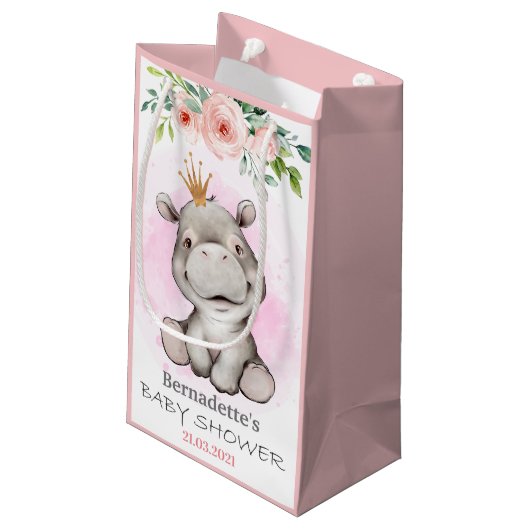 Hippo Princess Wild Safari Baby shower Klein Cadeauzakje (Achterkant Gekanteld)