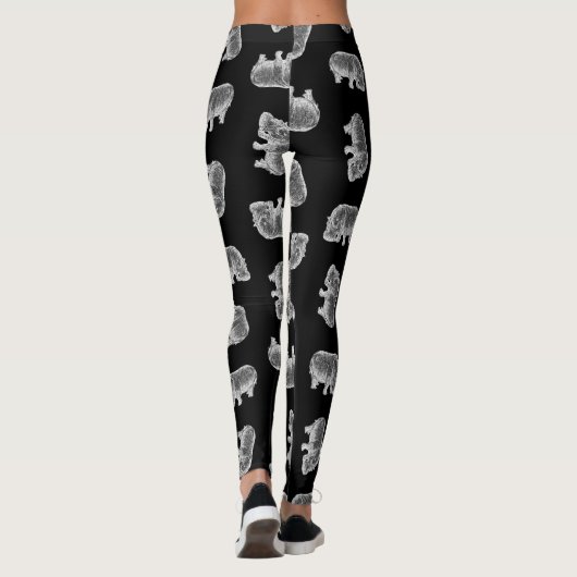  Hippo-printerpatroon Hippopotamus Art Black Leggings (Achterkant)