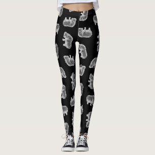  Hippo-printerpatroon Hippopotamus Art Black Leggings