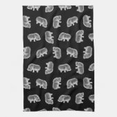 Hippo-printerpatroon Hippopotamus Art Black Theedoek (Verticaal)