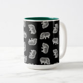  Hippo-printerpatroon Hippopotamus Art Black Tweekleurige Koffiemok (Voorkant rechts)