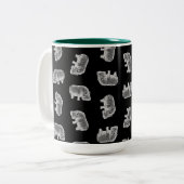  Hippo-printerpatroon Hippopotamus Art Black Tweekleurige Koffiemok (Voorkant links)