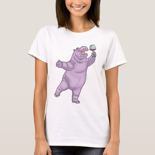 Hippo Red wine T-shirt (Voorkant)