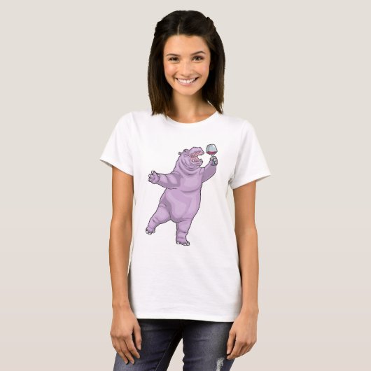 Hippo Red wine T-shirt (Voorkant volledig)