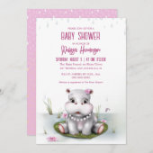 Hippo River Adventure Baby shower Kaart (Voorkant / Achterkant)