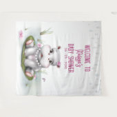 Hippo River Adventure Girl Baby shower Achtergrond Wandkleed (Voorkant (horizontaal))