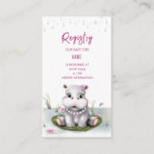 Hippo River Adventure Girl Baby shower Informatiekaartje (Voorkant)