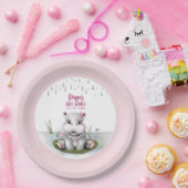 Hippo River Adventure Girl Baby shower Papieren Bordje (Feest)