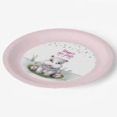Hippo River Adventure Girl Baby shower Papieren Bordje (Gekanteld)