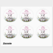 Hippo River Adventure Girl Baby shower Ronde Sticker (Vel)