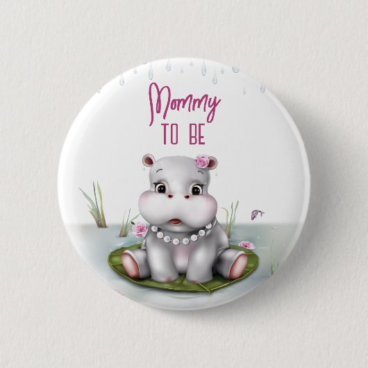 Hippo River Adventure Mama To Be Ronde Button 5,7 Cm (Voorkant)