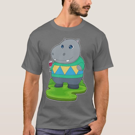 Hippo rode wijn t-shirt (Voorkant)