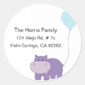 Hippo ronde Adresetiketten Ronde Sticker (Voorkant)