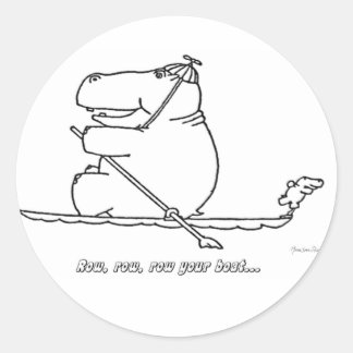 Hippo row, row, row je boot Sticker