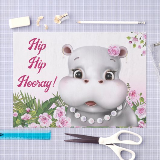 Hippo Roze Bloem Tissuepapier (Craft)