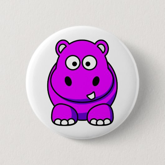 Hippo roze ronde button 5,7 cm (Voorkant)