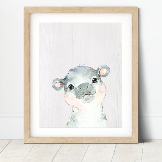 Hippo Safari-kinderkamer Kunstprint Poster