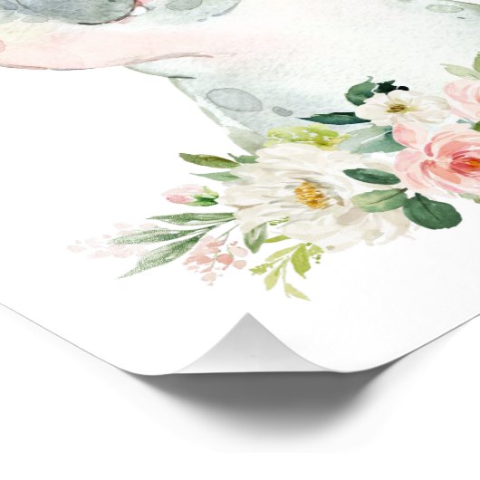 Hippo, Safari, Oerwoud, Roze Bloemen, Meisje Nurse Foto Afdruk (Hoek)