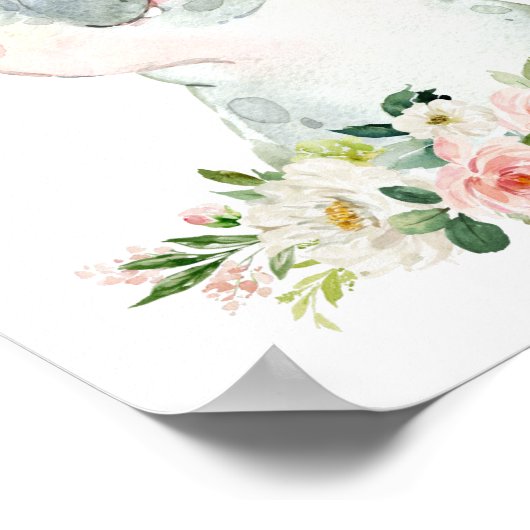 Hippo, Safari, Oerwoud, Roze Bloemen, Meisje Nurse Poster (Hoek)