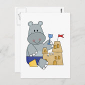 Hippo Sand Castle T-shirts en cadeautjes Briefkaart (Voorkant / Achterkant)