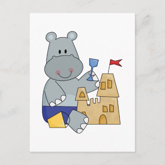 Hippo Sand Castle T-shirts en cadeautjes Briefkaart (Voorkant)