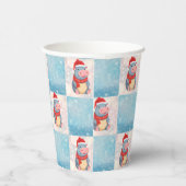 Hippo Santa Happy Merry kerstcheck patroon Papieren Bekers (Rechts)