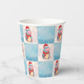 Hippo Santa Happy Merry kerstcheck patroon Papieren Bekers (Voorkant)