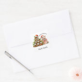 Hippo Santa Holiday Cheer Button Vierkante Sticker (Envelop)