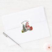 Hippo Santa Holiday Cheer Button Vierkante Sticker (Envelop)