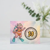 Hippo scuba diver 30th Birthday Briefkaart (Staand voorkant)