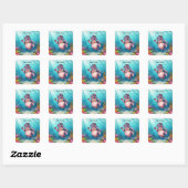 Hippo Scuba diver underwater Vierkante Sticker (Vel)