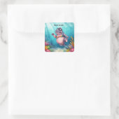 Hippo Scuba diver underwater Vierkante Sticker (Tas)