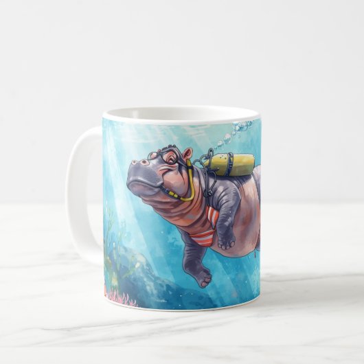 Hippo Scuba underwater Koffiemok (Voorkant links)