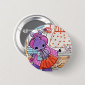 Hippo Shopping-Hippo shop-a-lot amus! Ronde Button 5,7 Cm (Voorkant /achterkant)