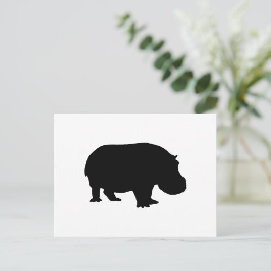 Hippo Silhouette Briefkaart (Staand voorkant)