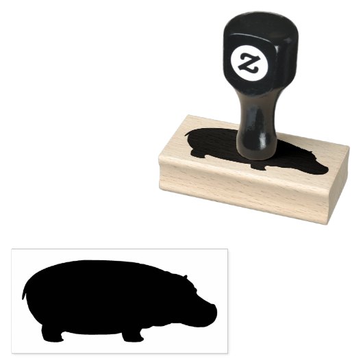 Hippo Silhouette Rubberstempel (Gestempeld)