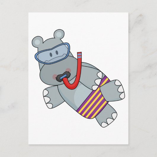 Hippo Snorkeler T-shirts en cadeautjes Briefkaart (Voorkant)