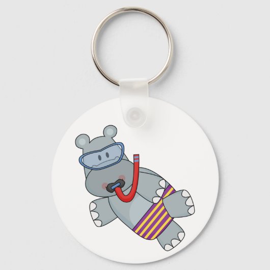 Hippo Snorkeler T-shirts en cadeautjes Sleutelhanger (Voorkant)