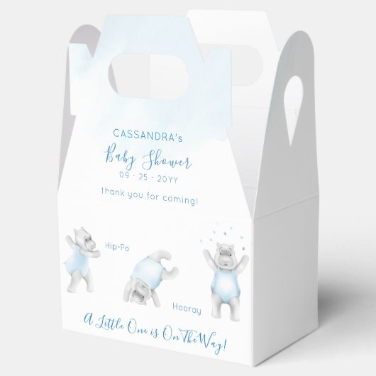 Hippo Somersault Baby Boy Shower Bedankdoosjes (Geopend)