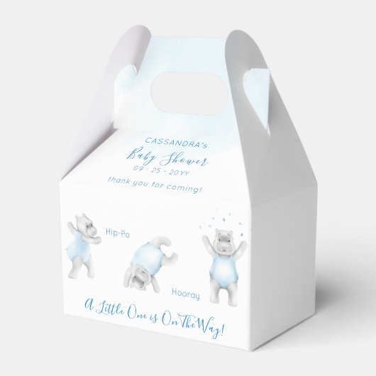 Hippo Somersault Baby Boy Shower Bedankdoosjes (Voorkant Zijde)
